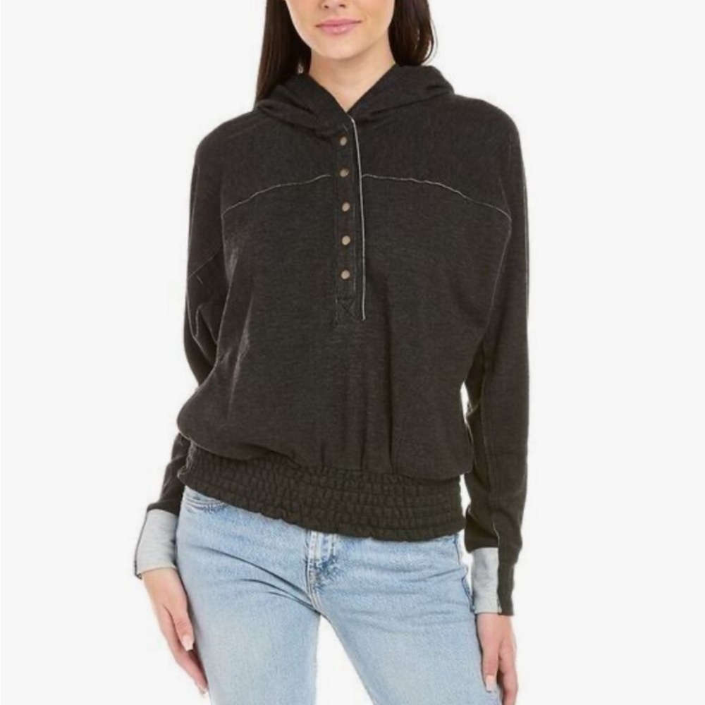 Johnny Was Calme‎ Cozy Smocked Hoodie Pullover ~ Pockets, Super Soft!